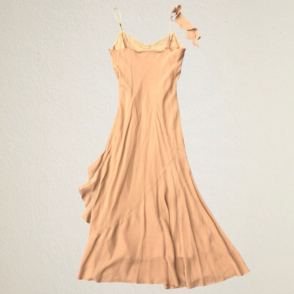 Vintage 90s brown beaded silk ruffle dress, bohemian boho chic Y2K fairycore - Picture 6 of 14